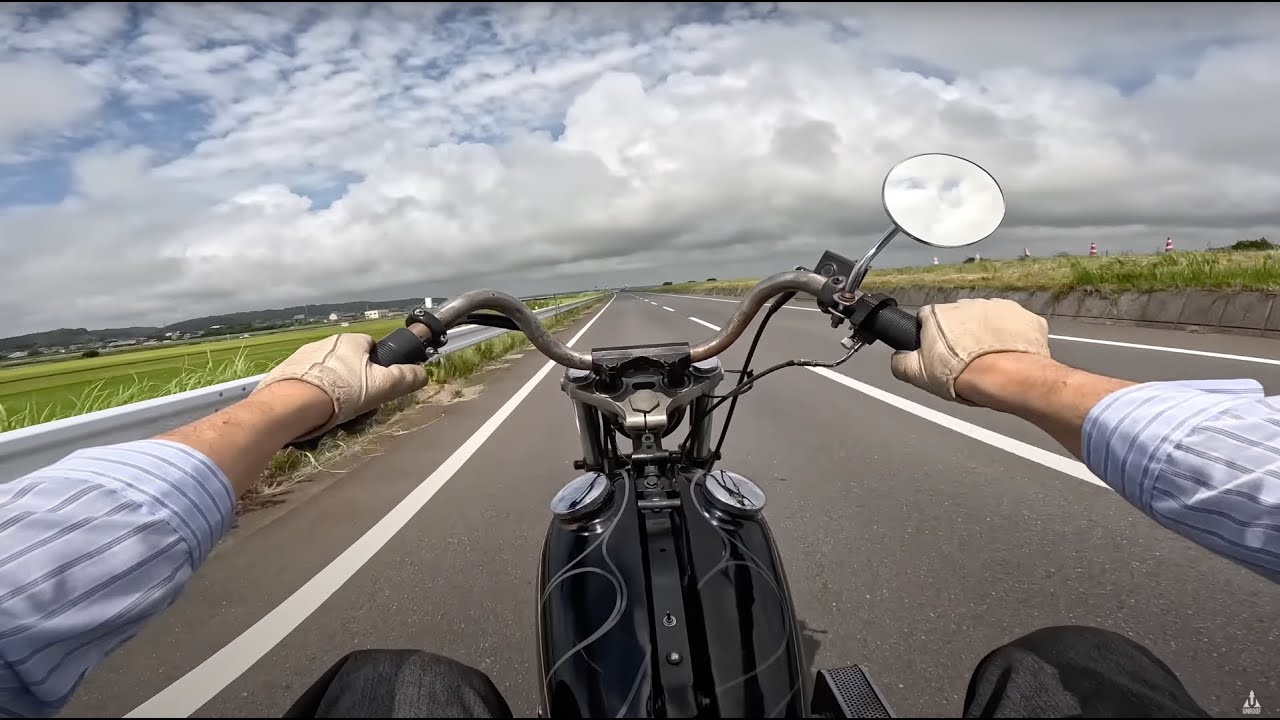 作業用[走行動画]字幕なし、バイクで海を見に行くだけの動画[shovel head] Just riding my bike to see the ocean from early morning