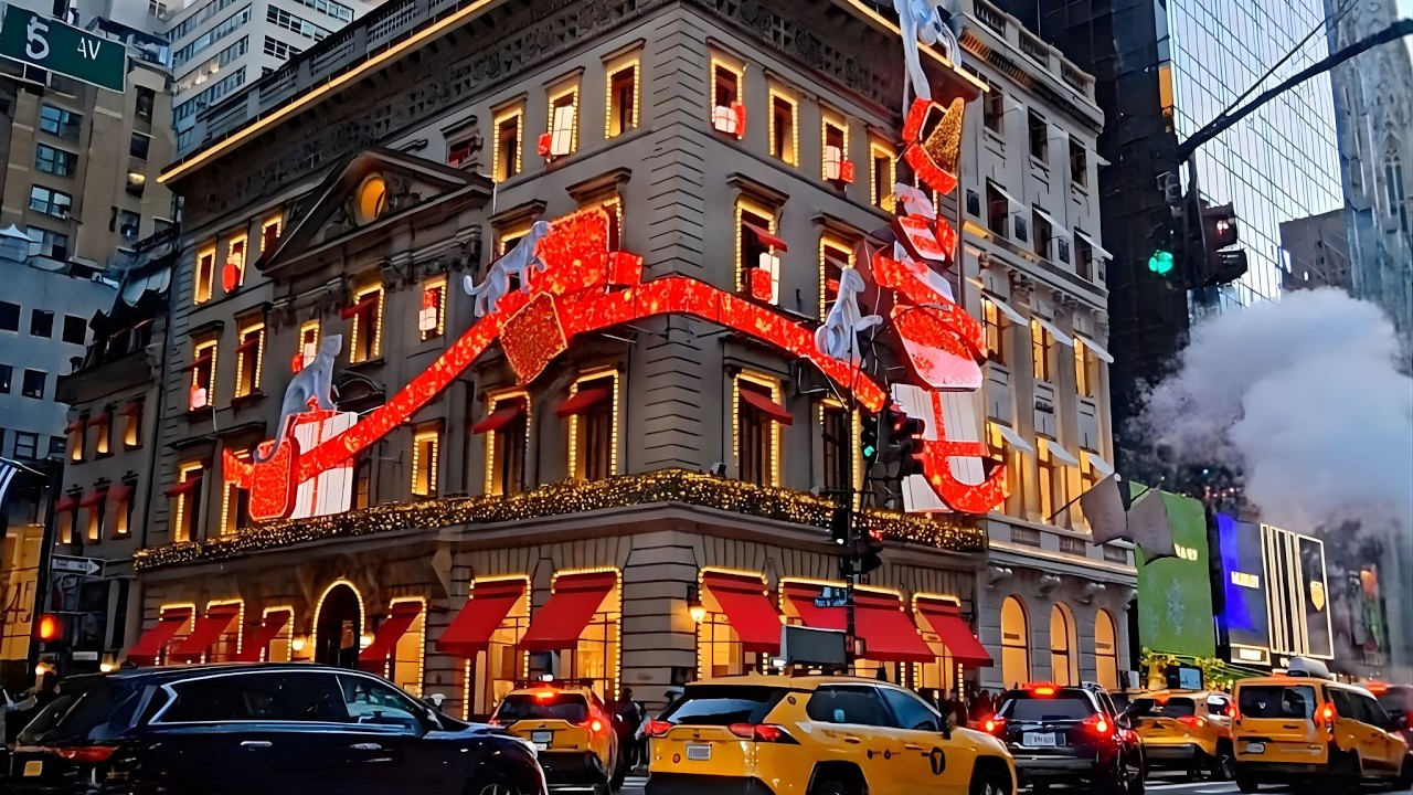 🎅 NYC Christmas Wonderland 4K 🌟 Rockefeller Center Ice Rink, Saks & Luxury 5th Avenue Holiday Walk 🚕