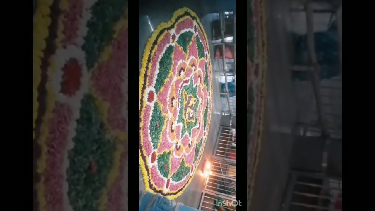 #aadi fourth friday #teppakulam Mariyamman temple#flower rangoli#devotional #kolam.