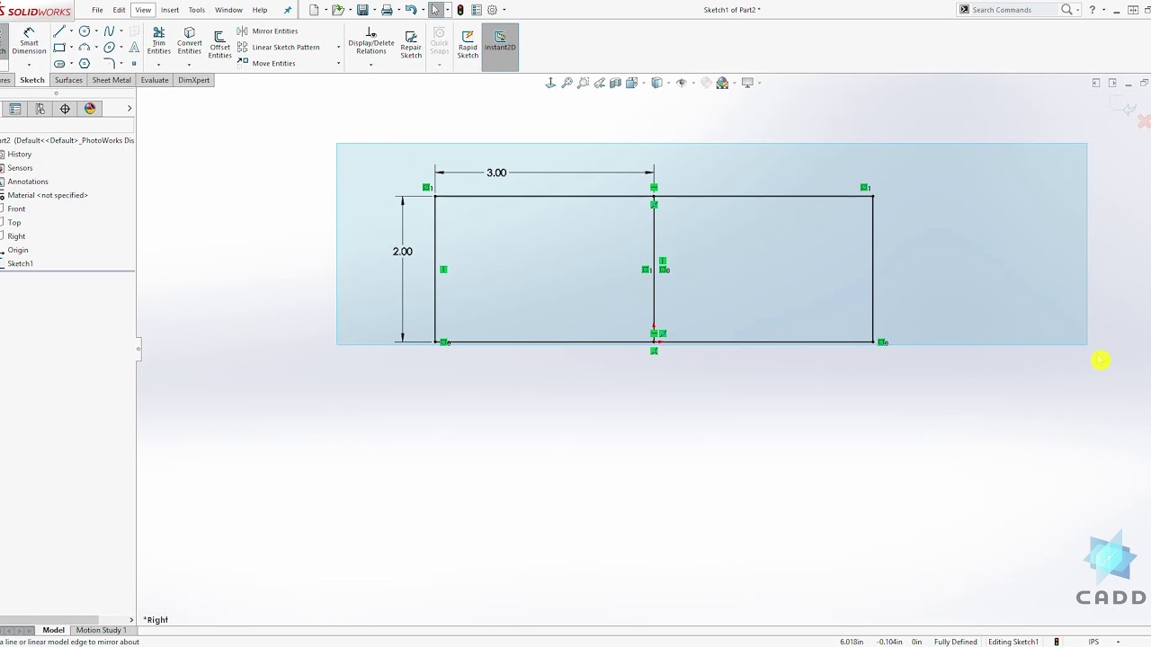 SolidWorks Tutorial for Beginners #34 - How to Mirror SolidWorks Sketch