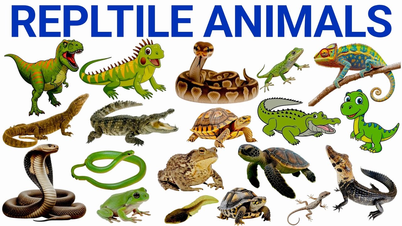Reptiles & Amphibians for Kids | Many Types Of Animal Names in English | Learn Animals with Fun 🦎