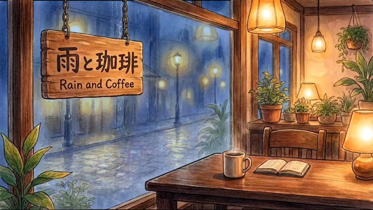 Ghibli Style Rainy Cafe Ambience 🌧️🎹 Relaxing Piano Sounds – Fall Asleep Fast Tonight