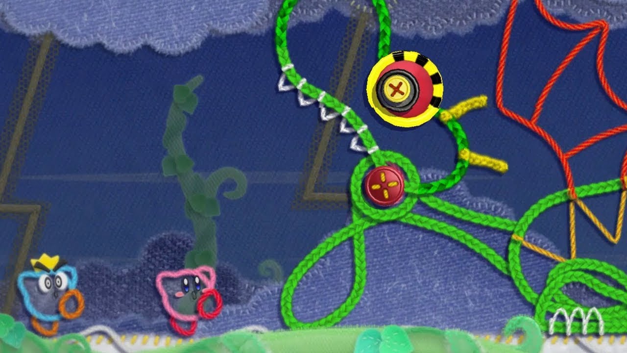Kirby's Epic Yarn (2 Player) - World 1: Grass Land - No Damage 100% Walkthrough