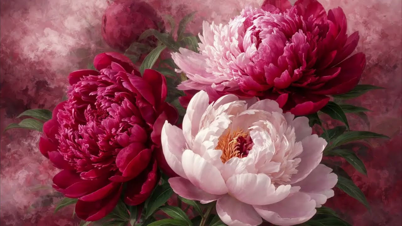Vintage Peonies | Floral TV Art for Samsung Frame, LG OLED & Sony Bravia (2h 4K)
