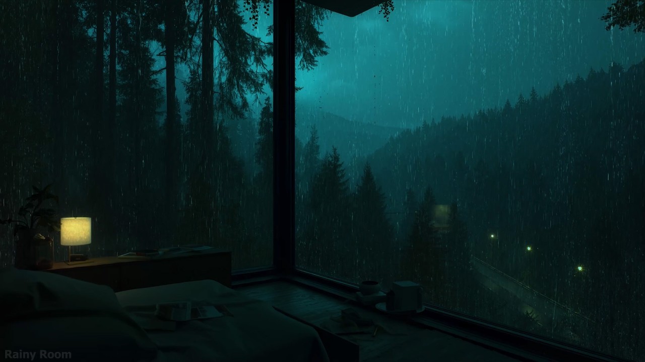 Night Rain for Better Sleep 🌧️ Soft Distant Thunder | Dark Bedroom Ambience to Ease Insomnia