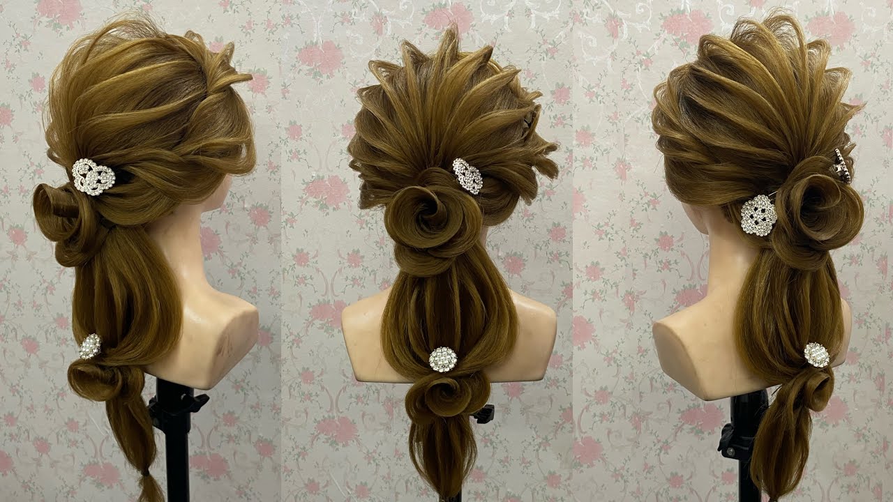 Creative Russian look hairstyle for gown | Open hairstyle for girls