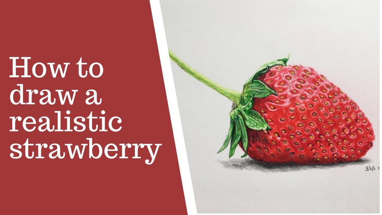How to draw a realistic strawberry in coloured pencil.
