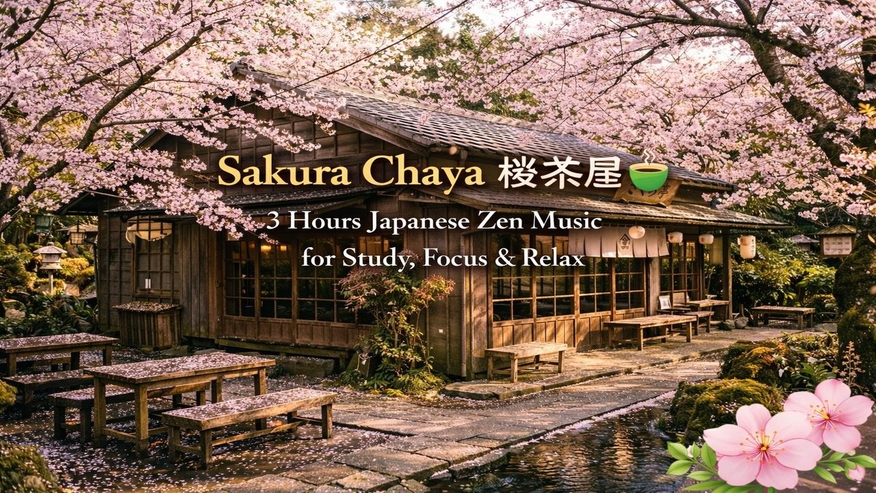 Sakura Chaya 桜茶屋 🍵 3 Hours Japanese Zen Music for Study, Focus & Relax