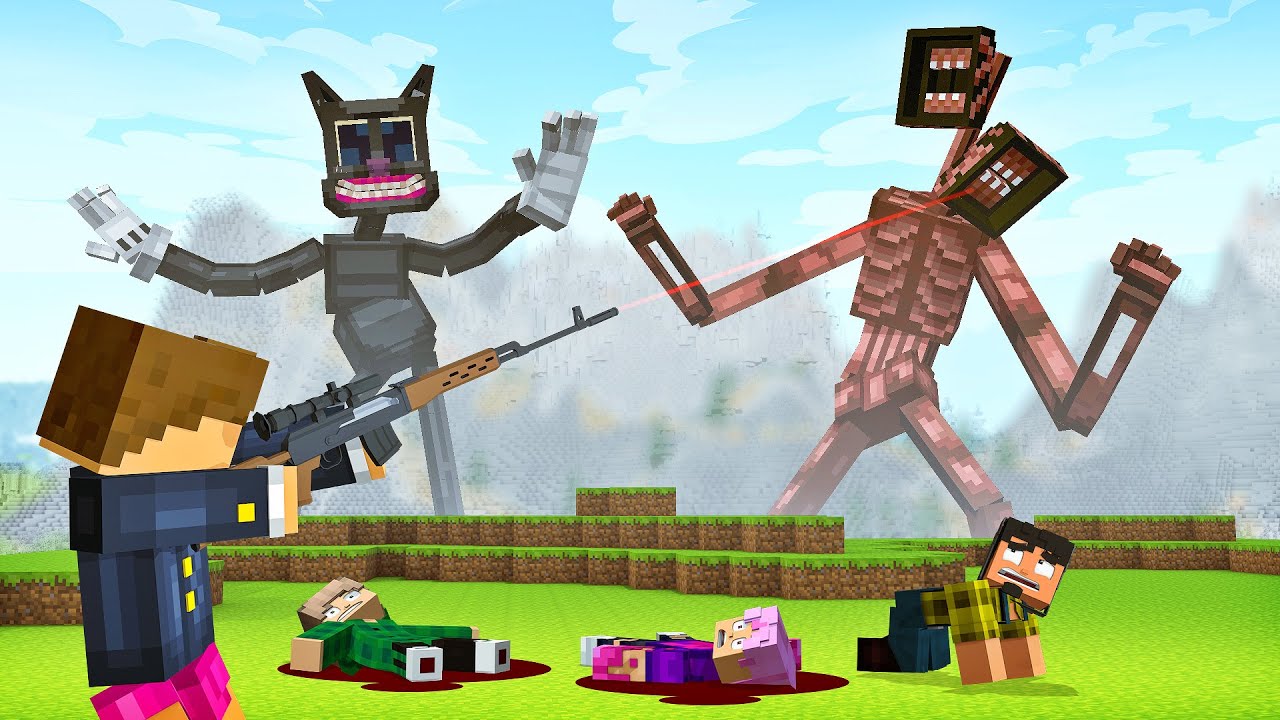 SIREN HEAD & CARTOON CAT Vs Esquadrão 6 no MINECRAFT!