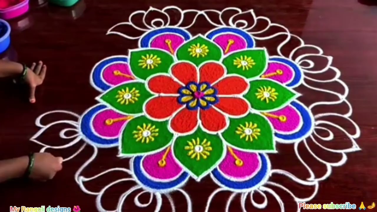 🪔🌺Dhanurmasam Rangoli new designs new 🪔🌺 model colours with dots simple 🪔🌺 designs