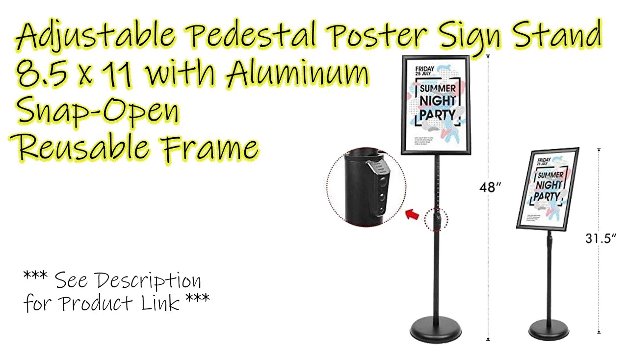 Unbox, Assembly & Demo: Adjustable Pedestal Poster Sign Stand, 8.5 x 11 w/Aluminum Snap-Open Frame