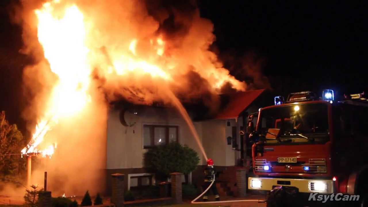 Pożar domku jednorodzinnego w Pile