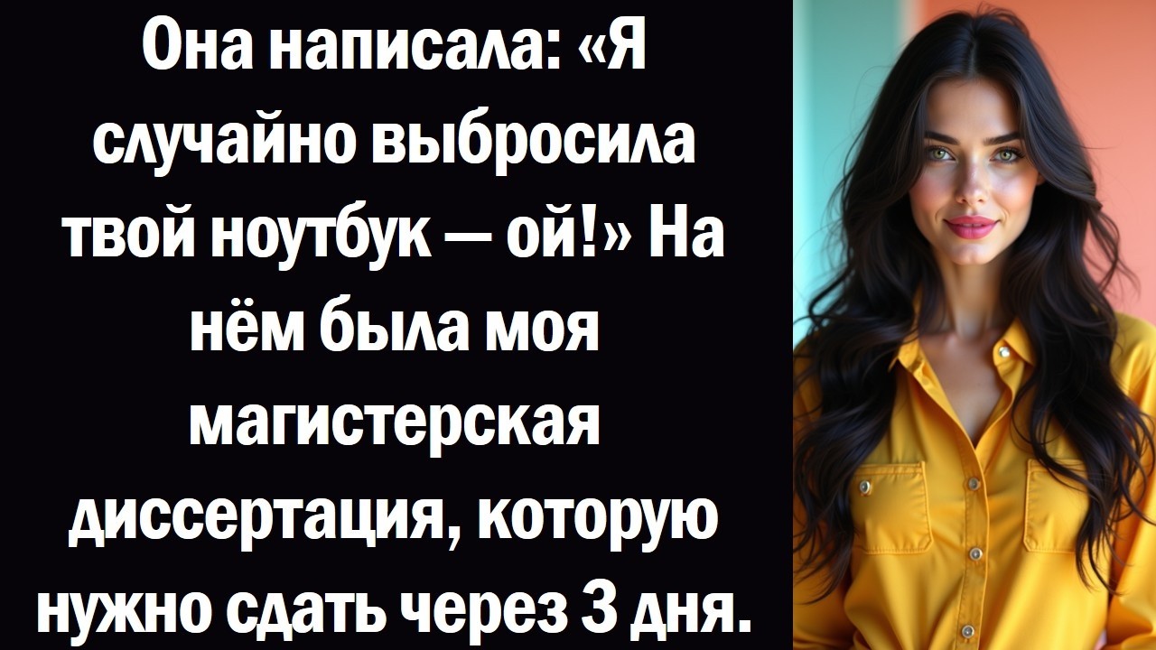 Она написала «Я случайно выбросила твой ноутбук — ой!» На нём была моя магистерская диссертация,