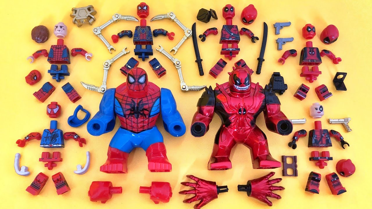 Lego Spider-Man VS Deadpool Minifigures: Venompool, Scarlet Spiderman, Ladypool | Unofficial Lego 