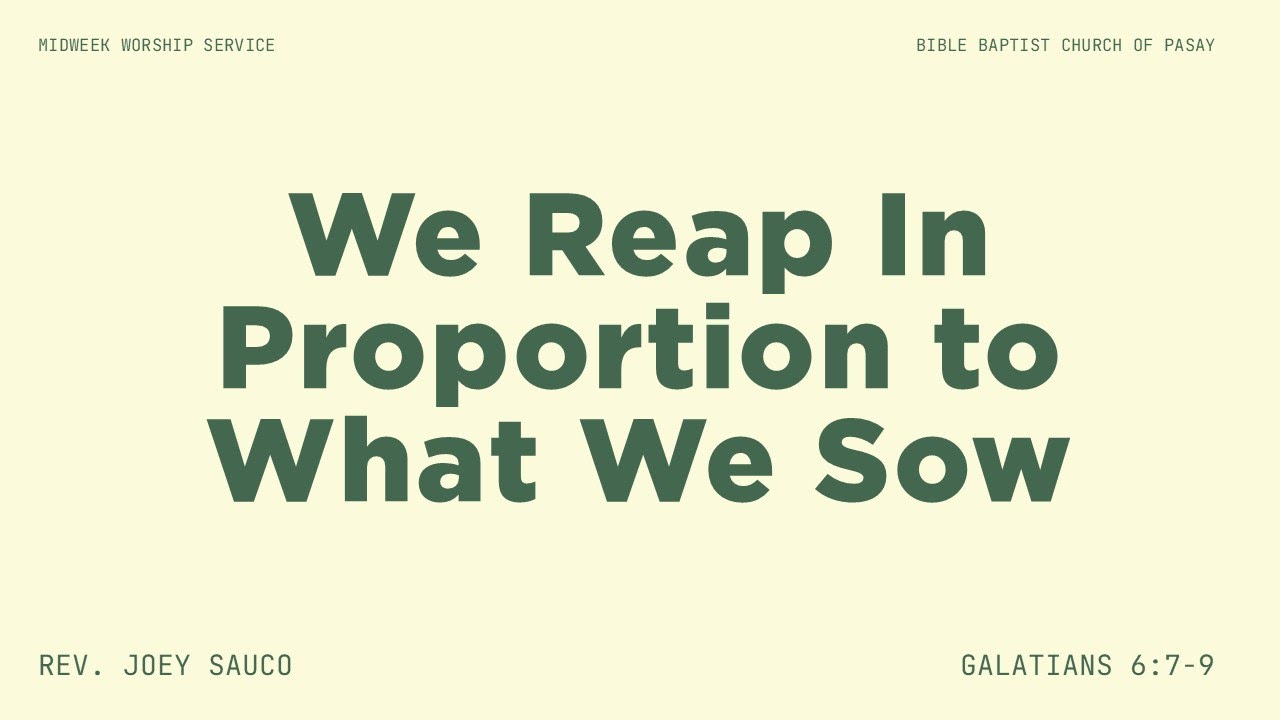10.29.25 | We Reap In Proportion To What We Sow &mdash; Rev. Joey Sauco