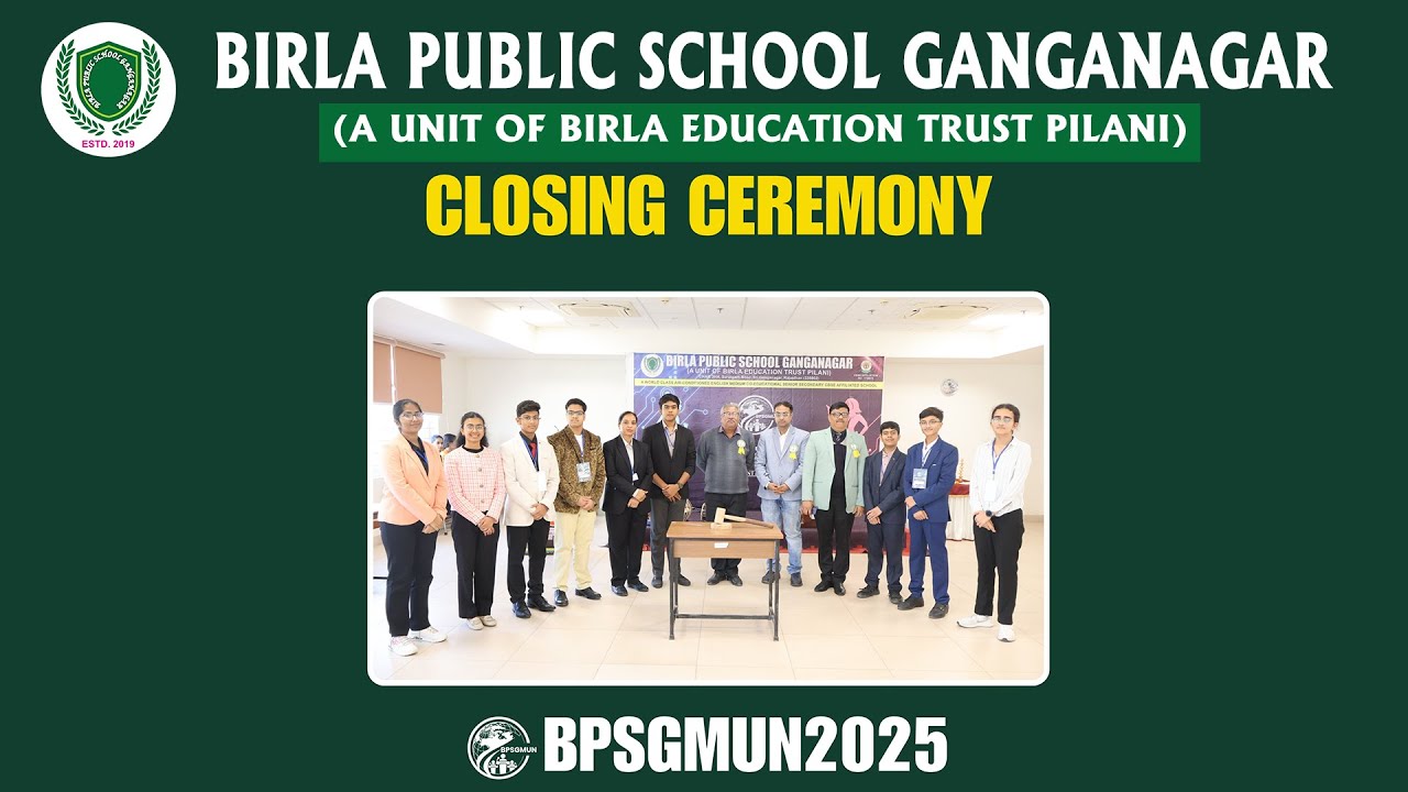 Birla Public School Ganganagar Celebrates Outstanding Achievers of BPSGMUN 2.0 (2025)