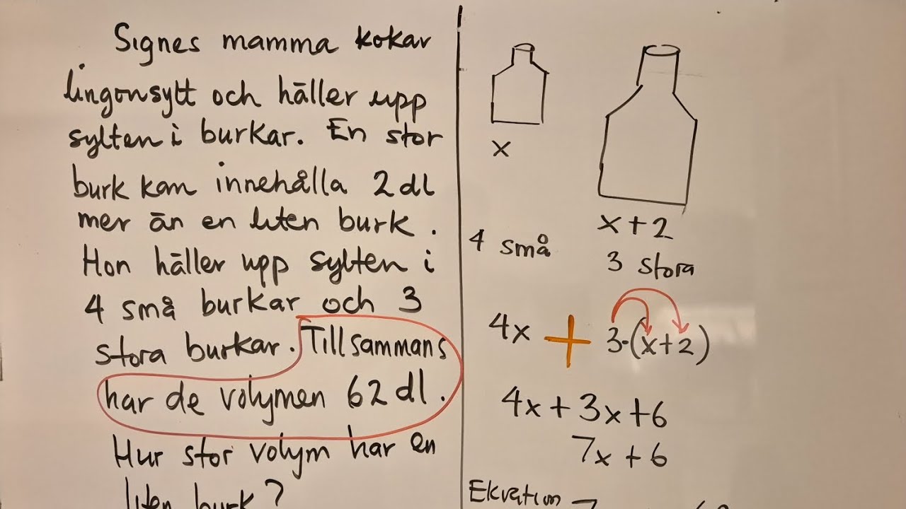 Ekvation. Problemlösning (med parenteser)
