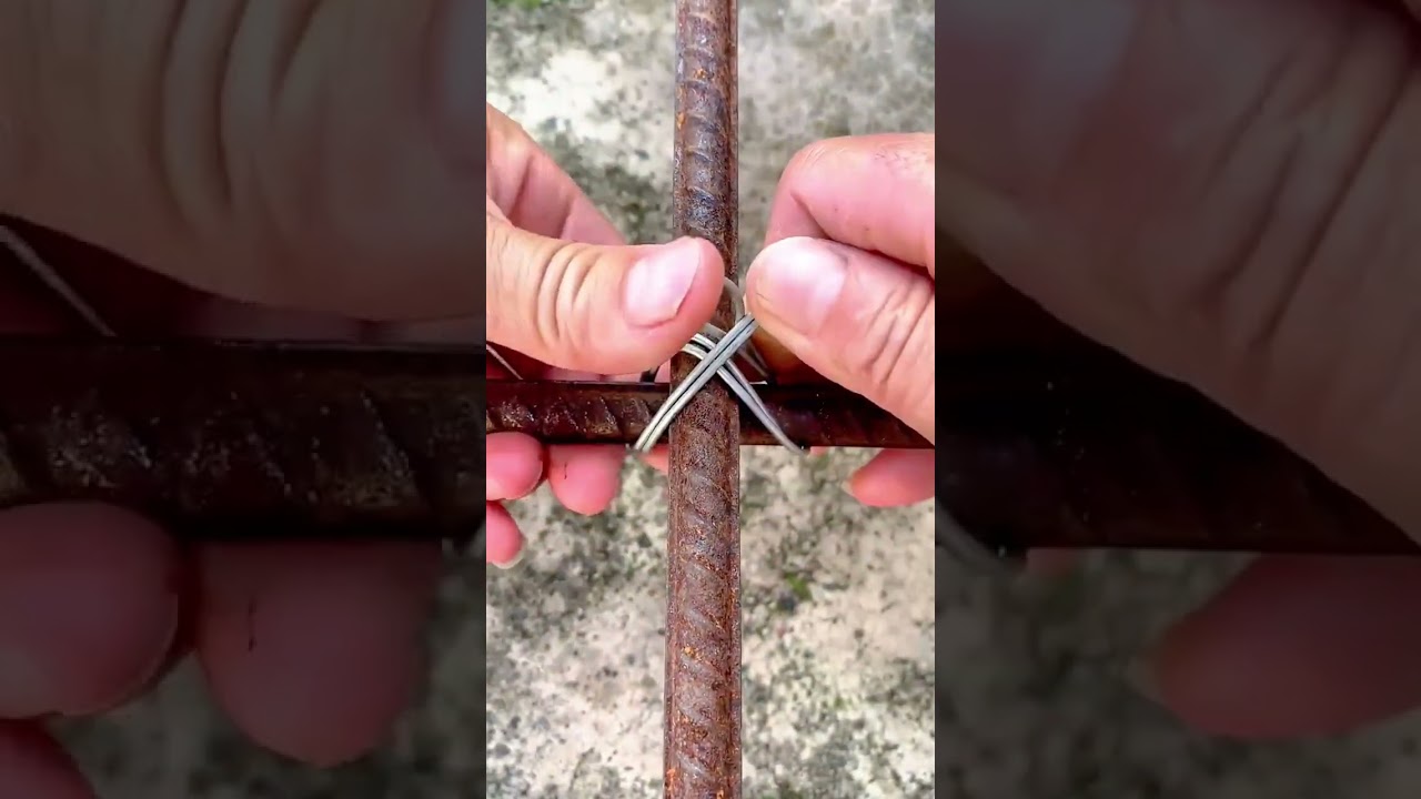 Binding Reinforcing Steel with Manual Binding Wire #shorts