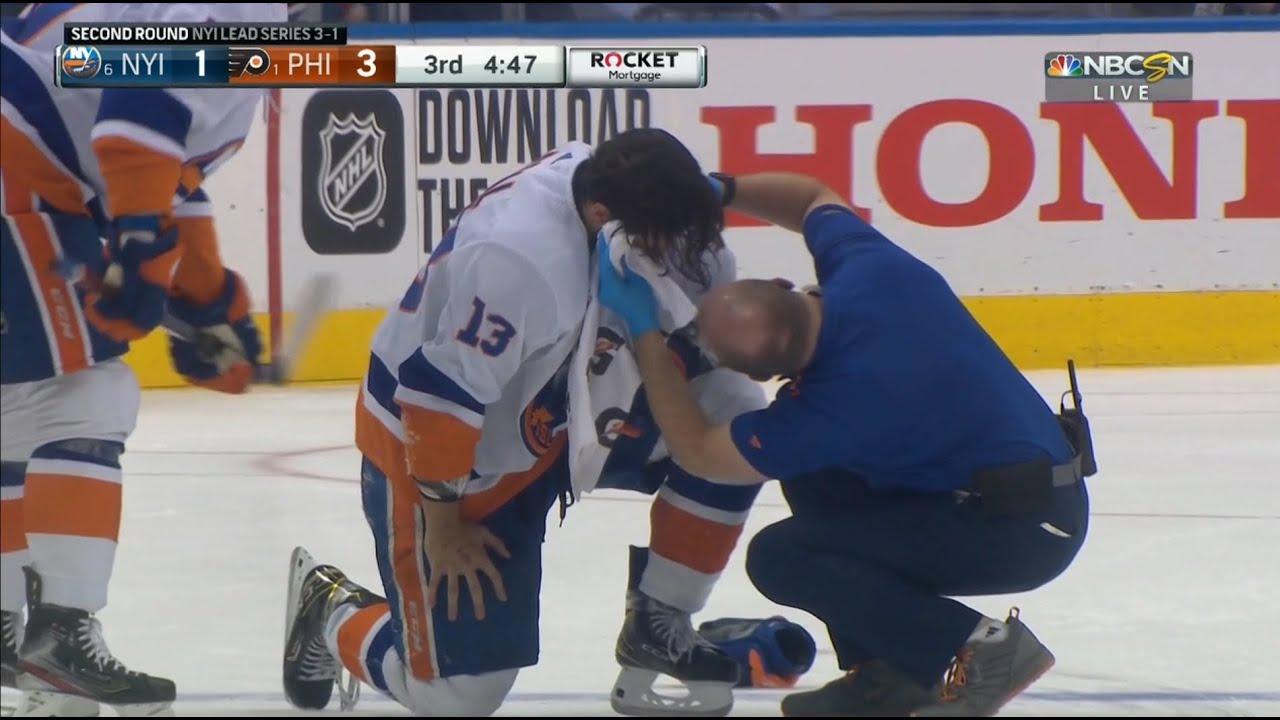 Matthew Barzal Takes High Stick Near Eye, Giroux Winces At Replay