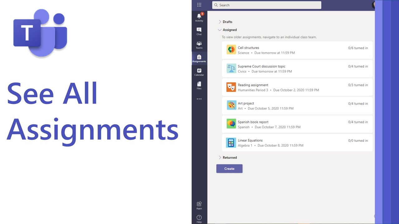 How to see all Assignments in Microsoft Teams