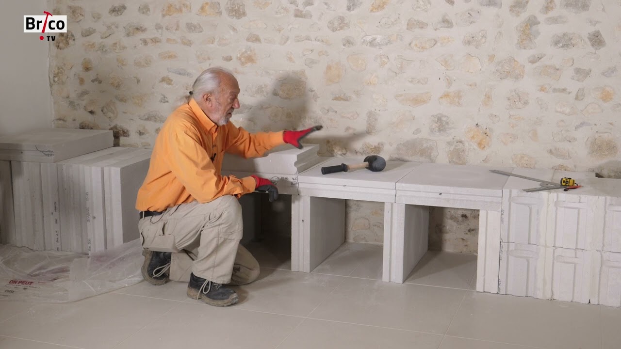 Construire une banquette-support en Siporex pour une cheminée - Tuto bricolage avec Robert