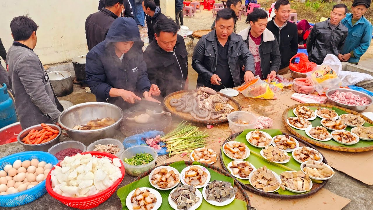 Làm cơm Tết biên giới 20 mâm cỗ lớn nhất vùng lợn 65kg 10 gà ấm Tình Quân dân. Nguyễn Tất Thắng
