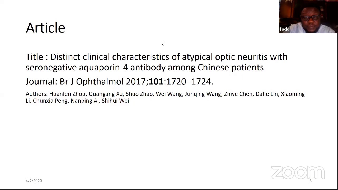 UATH Ophthalmology Journal Review - Atypical Optic Neuritis