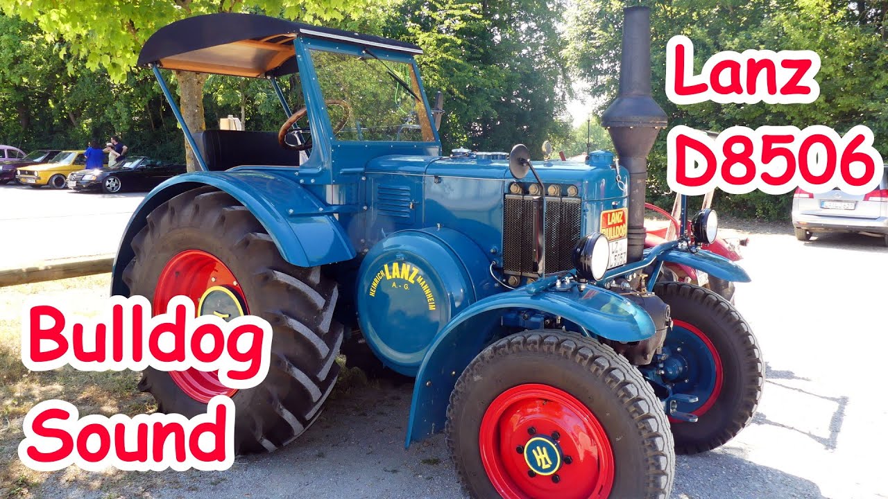 Ein Lanz Bulldog D8506 mit 10L Hubraum und 35PS von 1952 mit Vorglüh-Sound und Abfahrt
