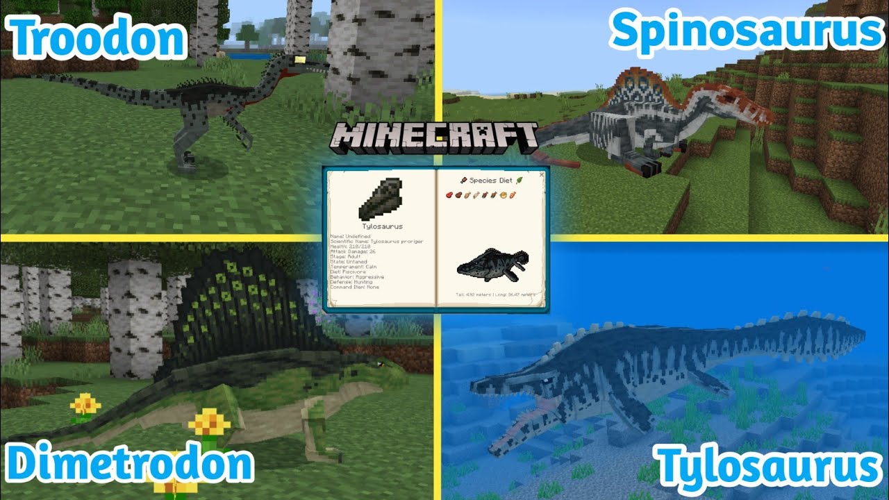 30+ Dinosaurus Di MCPE Addon Dinosaurus Terinspirasi Dari Jurassic World  (DINOSAURS' TIME) 1.21