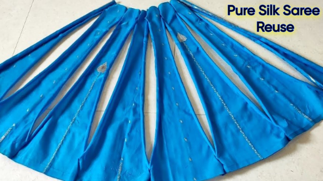 Convert old silk Pattu Saree into Kalidar Kurti,how to make 16 kali kurti from saree,reuse old saree