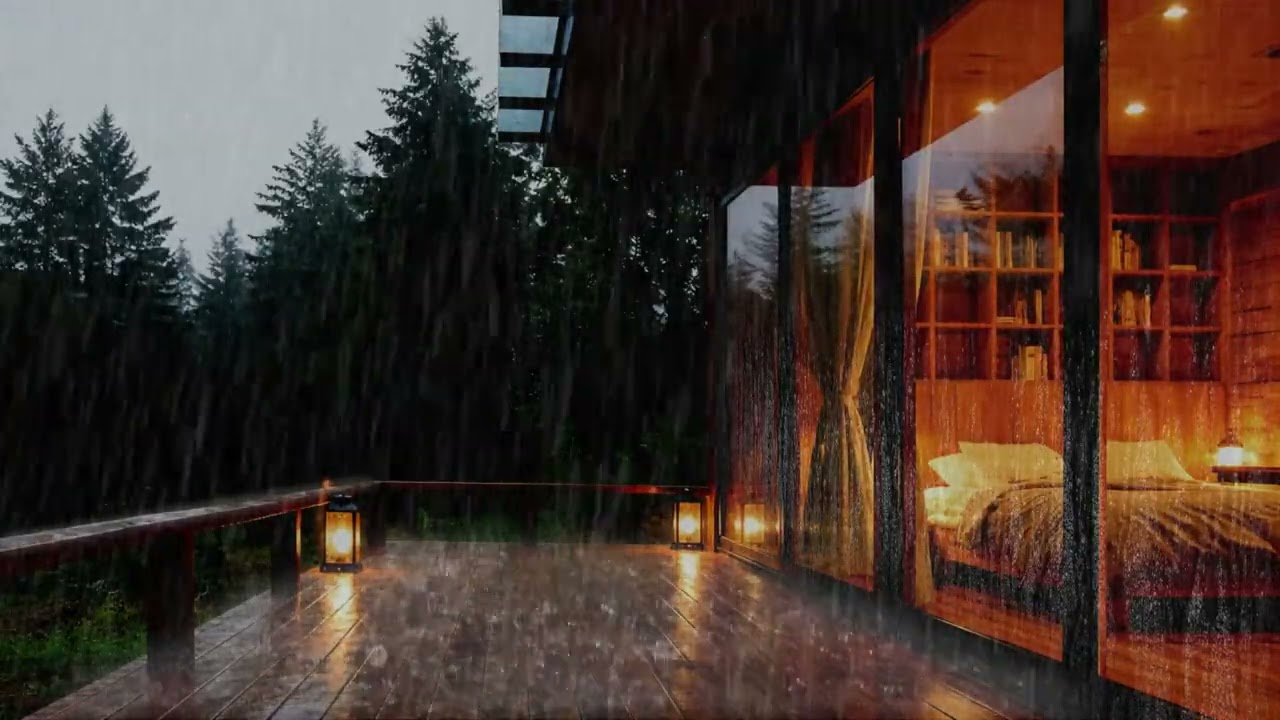 Deep Sleep with Forest Rain 🌧️ | Cozy Glass Cabin Ambience at Night
