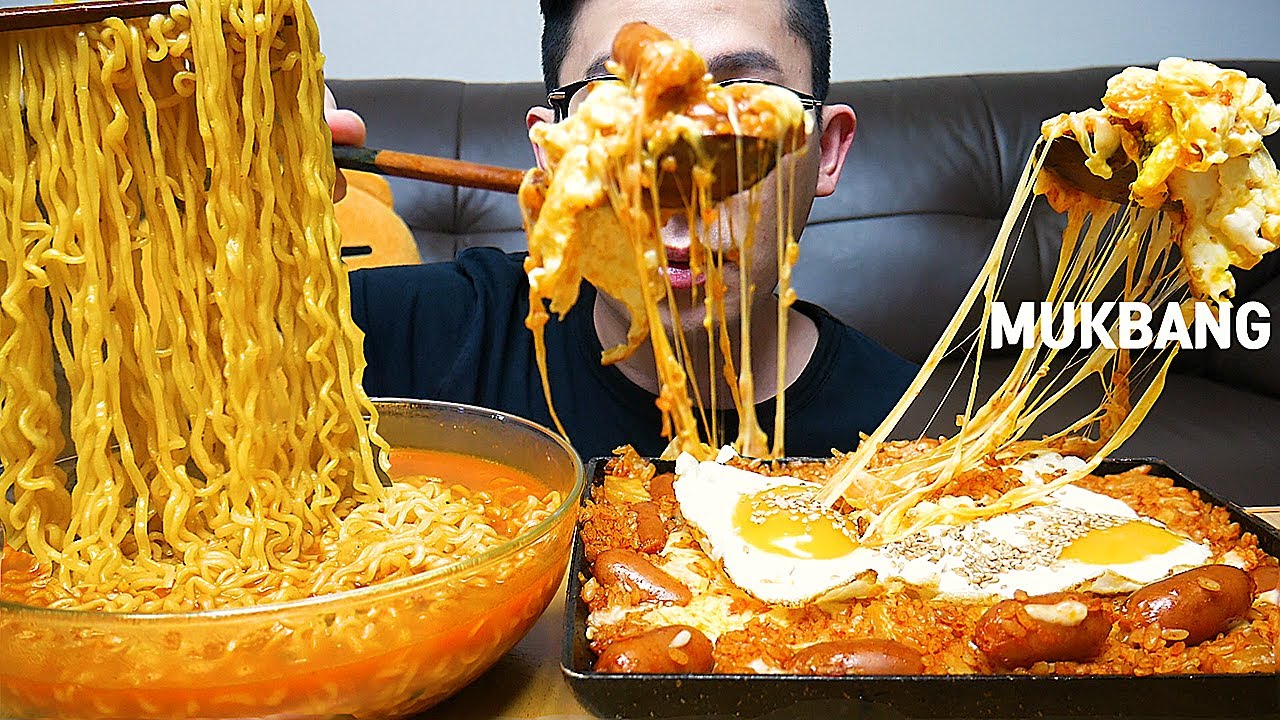 ASMR MUKBANGㅣCUBED RADISH KIMCHI BOKKEUMBAP & HOT SPICY NOODLES🔥ㅣEATING SHOW