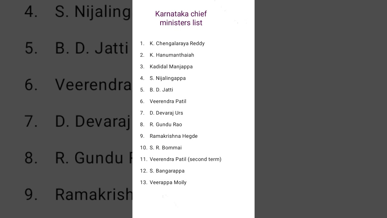 Chief ministers of Karnataka only names shorts