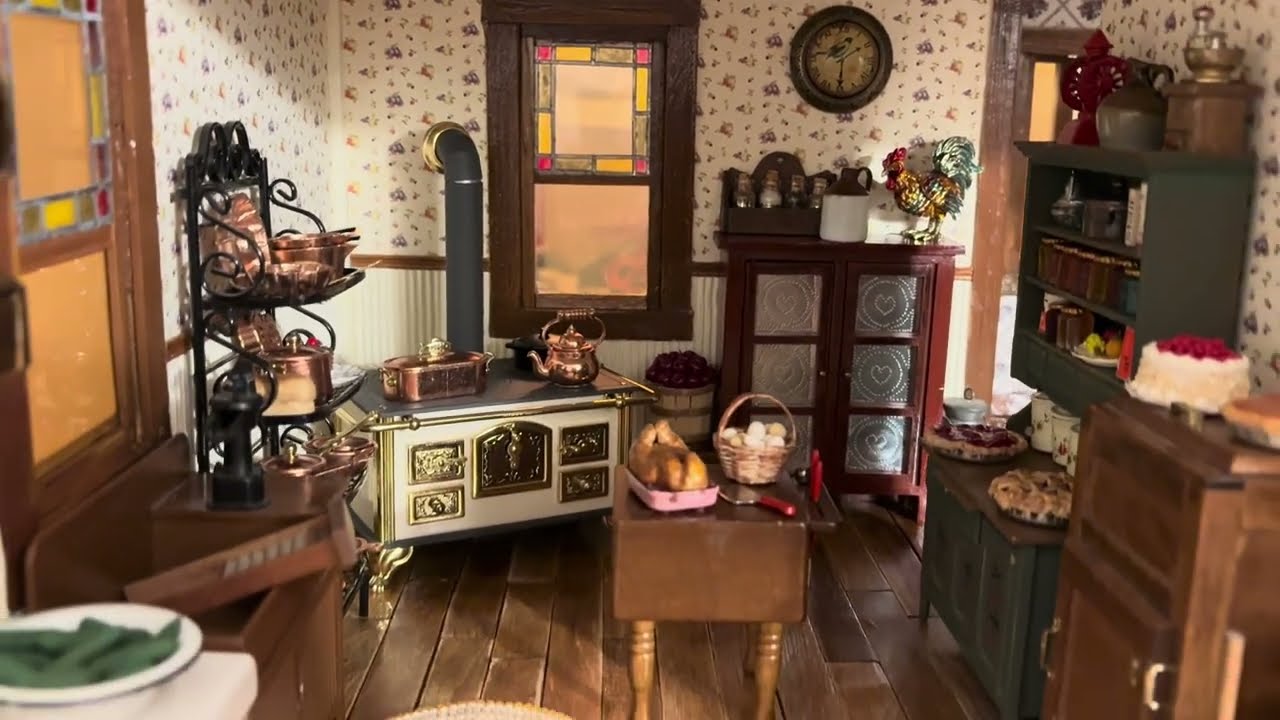 Victorian Dollhouse Kitchen in Miniature! VM800 Vintage Victorian Mansion by Dura-Craft Part II