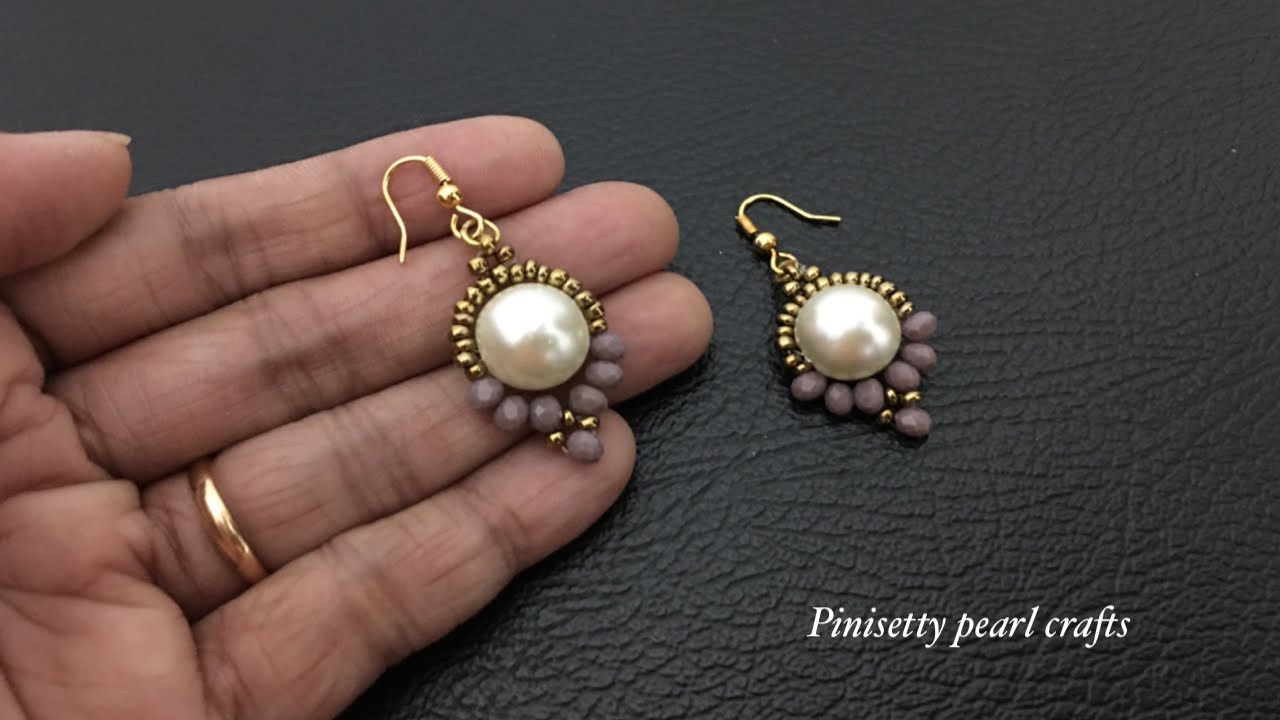 How To Make Rondelle Beaded Earrings/Large Pearl Earrings/Simple And Easy Tutorial/Beaded Earrings.