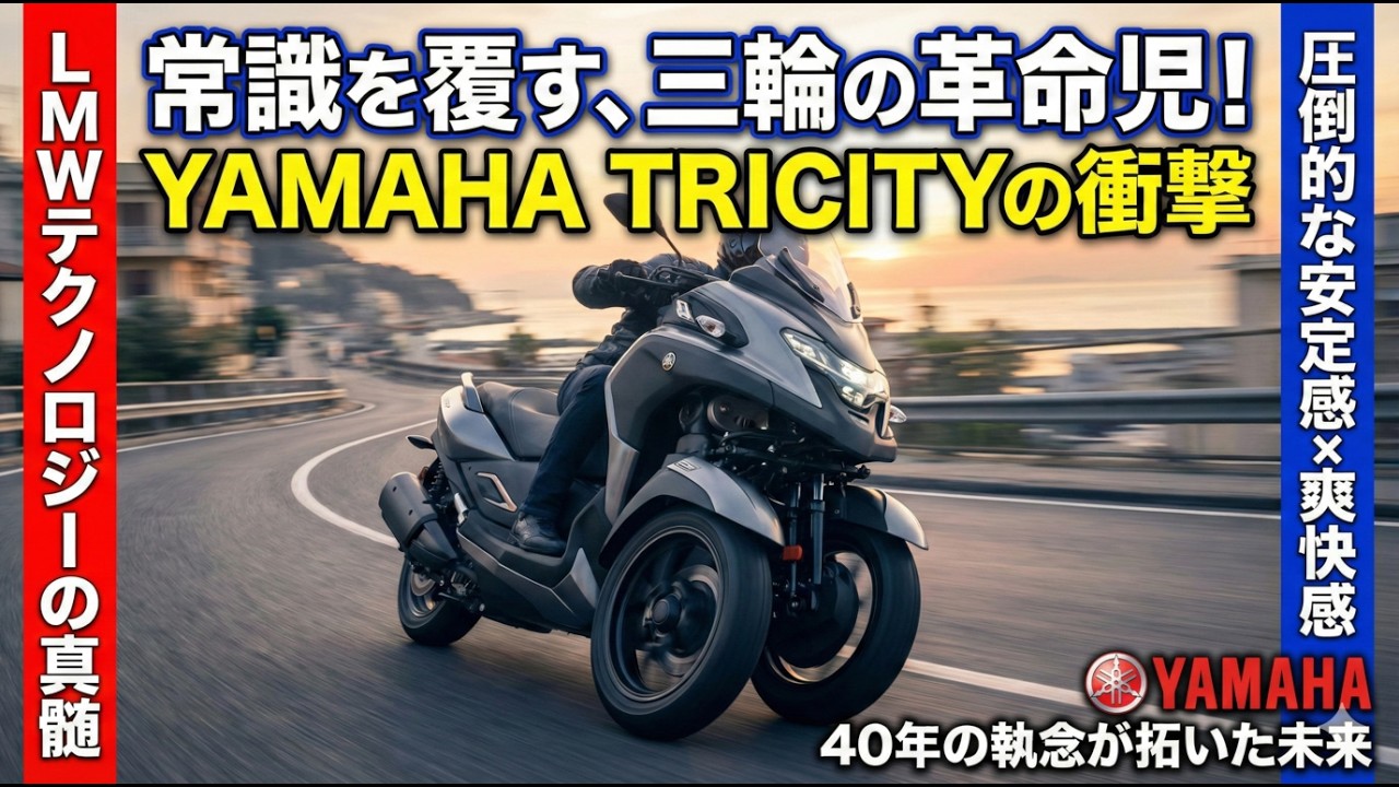 ヤマハ・TRICITY（トリシティ）：三輪なのにバイクのように傾く？ それは、ヤマハが40年かけて辿り着いた、もう一つの『未来』の姿だった。車輪の再発明、40年の旅路