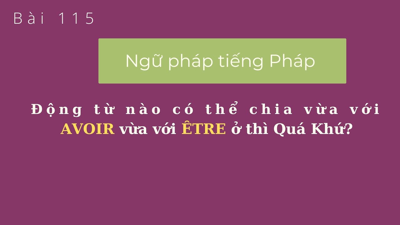 Bài 115 - Ngữ pháp tiếng Pháp - Động từ nào vừa có thể chia với AVOIR / ÊTRE ở thì Quá Khứ?