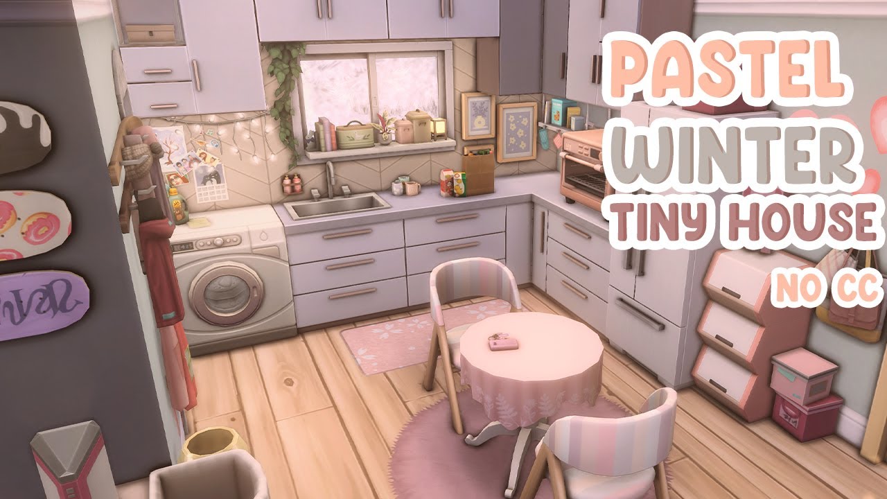 Pastel Winter Tiny House l The Sims 4 Speed Build No CC