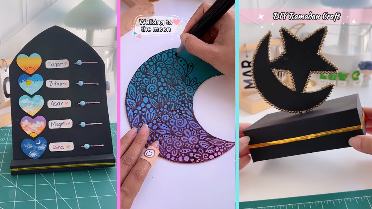 4 Easy Ramadan Special Craft- Diy namaz tracker by cardboard 💗✨