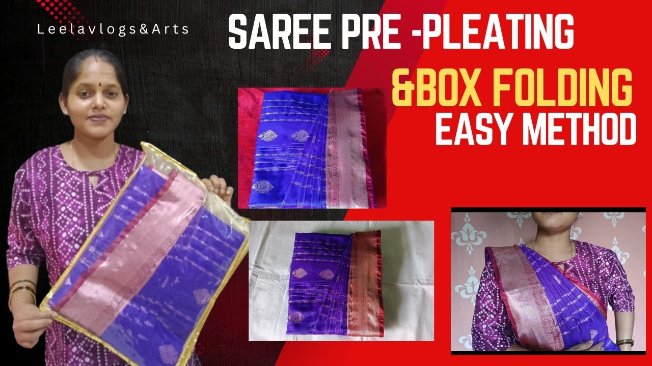 Saree pre pleating & Box folding in telugu #sareeprepleating