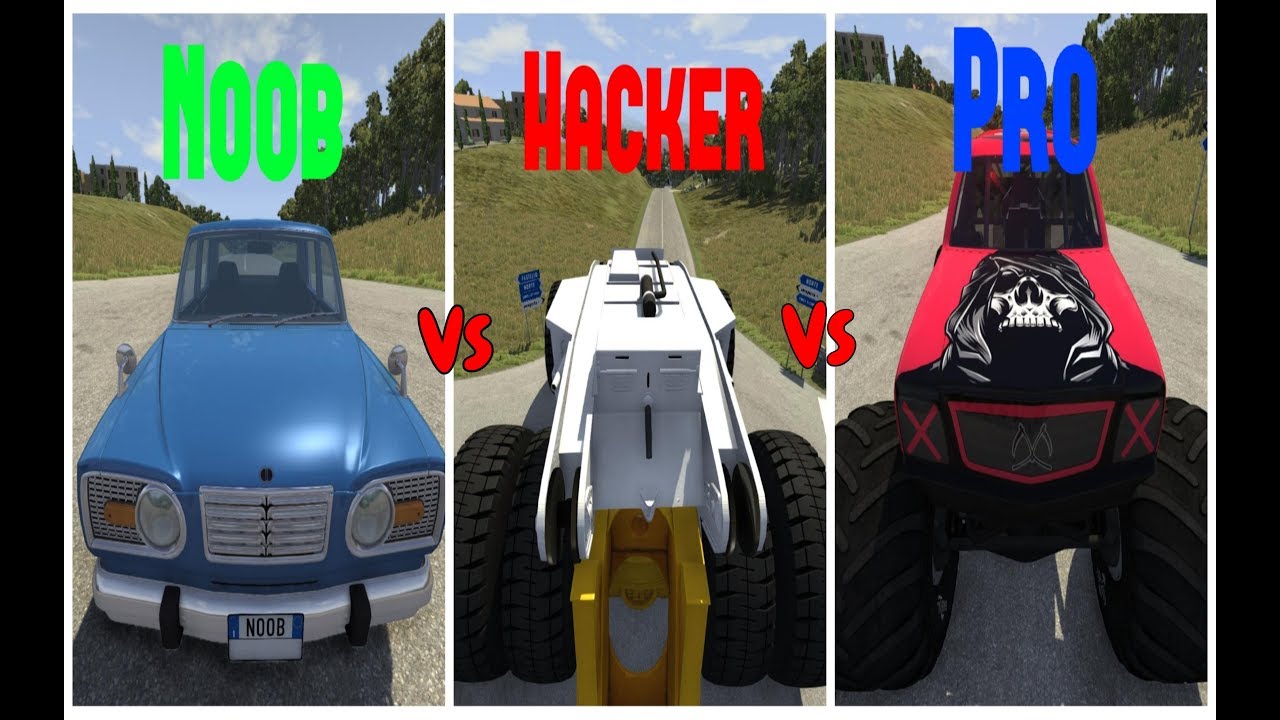 NOOB vs PRO vs HACKER #2 - Beamng drive (Car Crashes & Stunts)