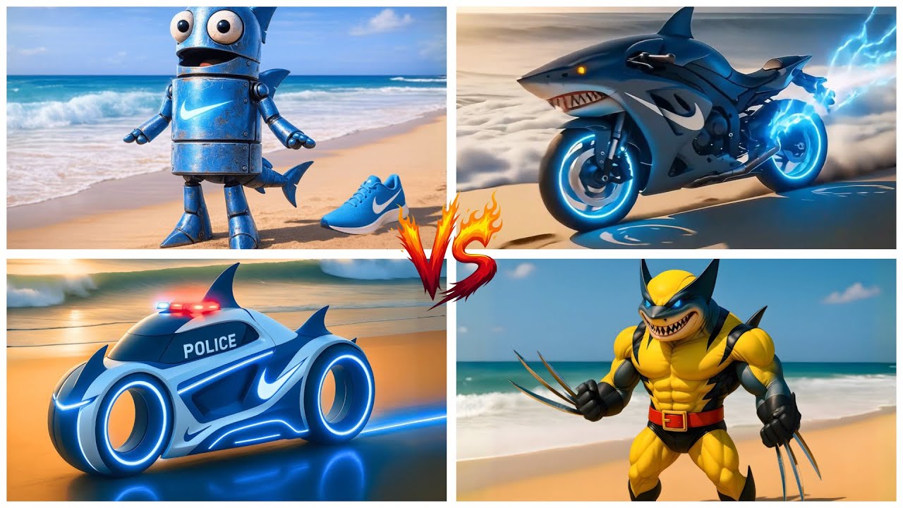 WOLVERINE🆚Police Light Bike🆚Motorcycle🆚R E P O 🤖 - Tiles Hop EDM Rush!