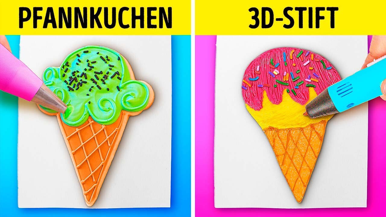 3D-STIFT VS. PANCAKE KUNST-CHALLENGE || DIY-Ideen von 123 GO! FOOD