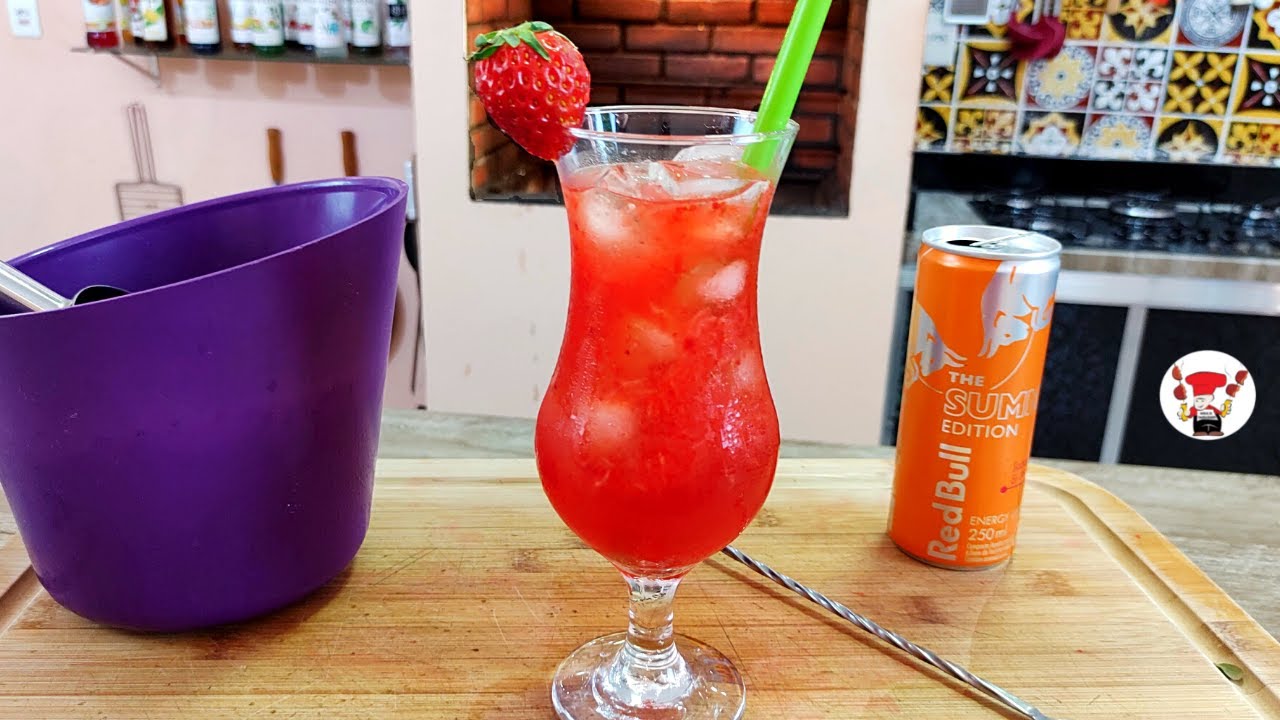 Como Fazer Drink Morango e Energético sem Álcool