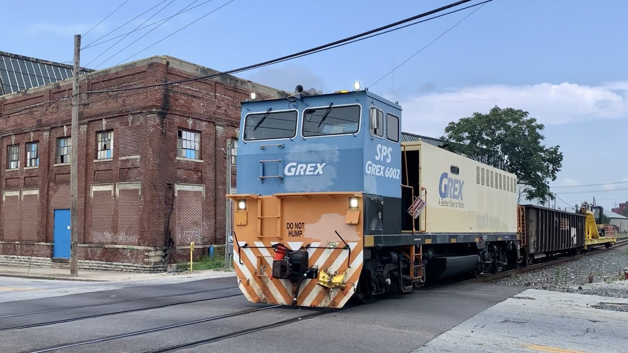 Weird Excavator Train, Train Exits RR Interchange,  Norfolk Southern Train With DPU On CSX In Ohio