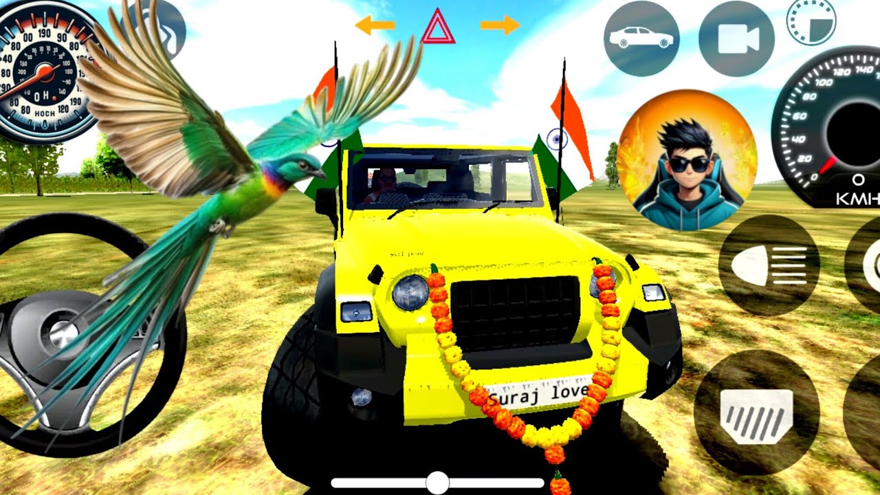 Modified Mahindra Thar 👿 new driving long jump challenge 🎯 Indian Cars Simulator 3D gadi wala games