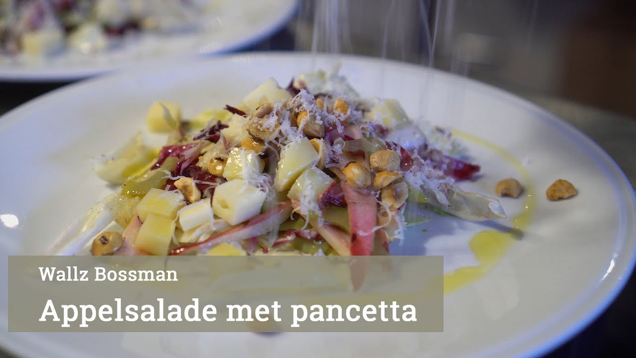 Appelsalade met kaas en pancetta