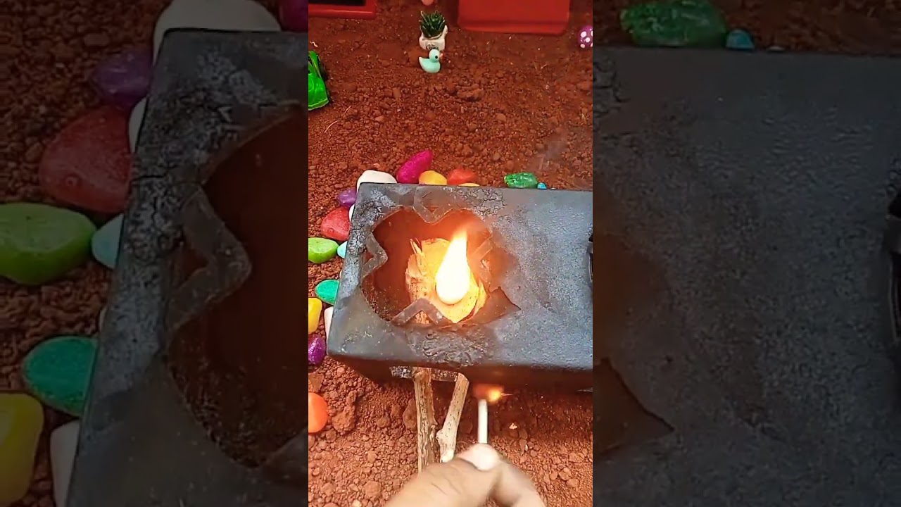 How to Firing🔥Mud Stove for Miniature cooking| Tiny foods|Miniature stove#shorts#miniaturestove#fire