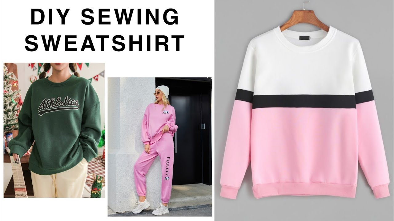 DIY sewing sweatshirts (Hoodie) / How to draft sweatshirt pattern EASY