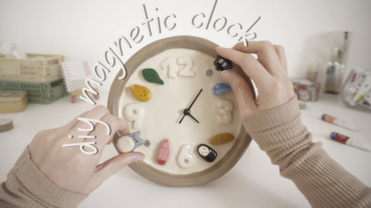 cute AIR DRY clay clock 🌱 ASMR clay art #ghibli #airdryclay